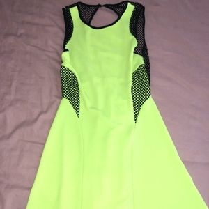 Davi and Dani Neon Green Flare Dress Size L